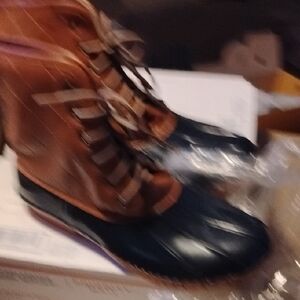 Brown and Black Duck Boots